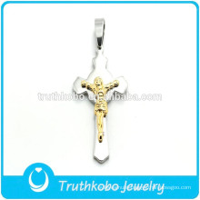 Metal Shiny Wholesale Christian Gold Plated Jesus Silver Cross High Polish Cross Jesus Sideway Pendant